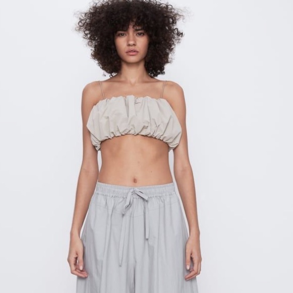 Zara jacquemus look voluminous crop top sm…